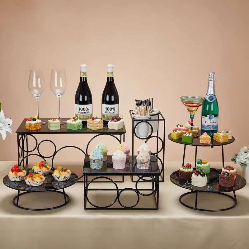 Black Brass Dessert Display Stand Set | 3-Tier Buffet Serving Tray